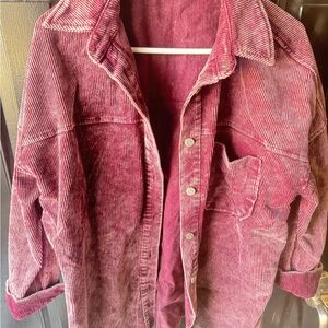 Zenana Outfitters Corduroy Jacket - Deep Pink